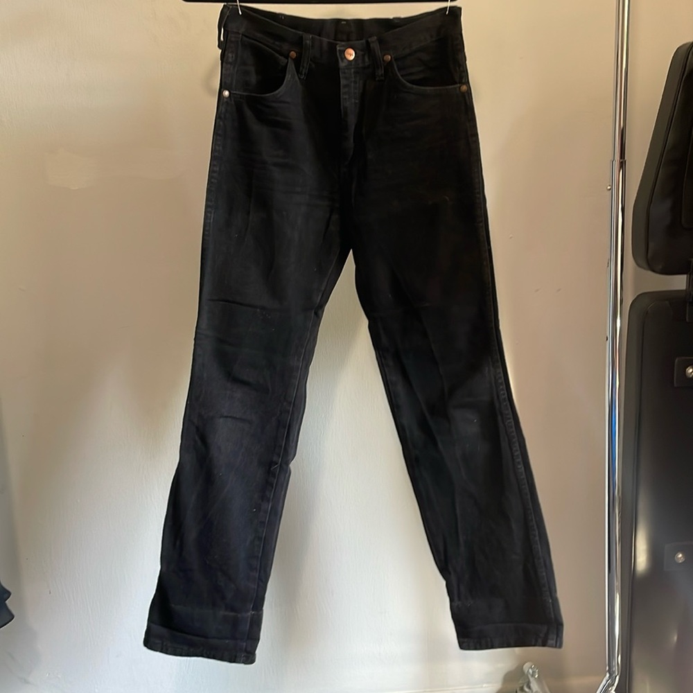 Wrangler black denim straight leg jeans